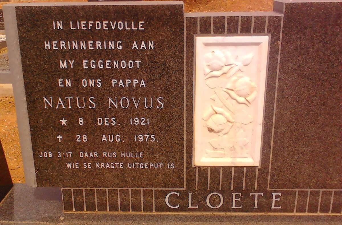 CLOETE Natus Novus 1921-1975