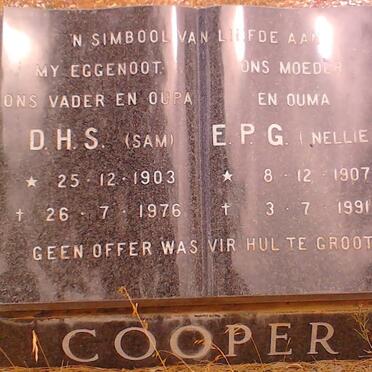 COOPER D.H.S 1903-1976 &amp; E.P.G. 1907-1991