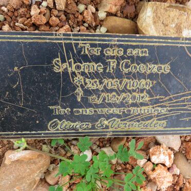 COETZEE Salome F. 1960-2012