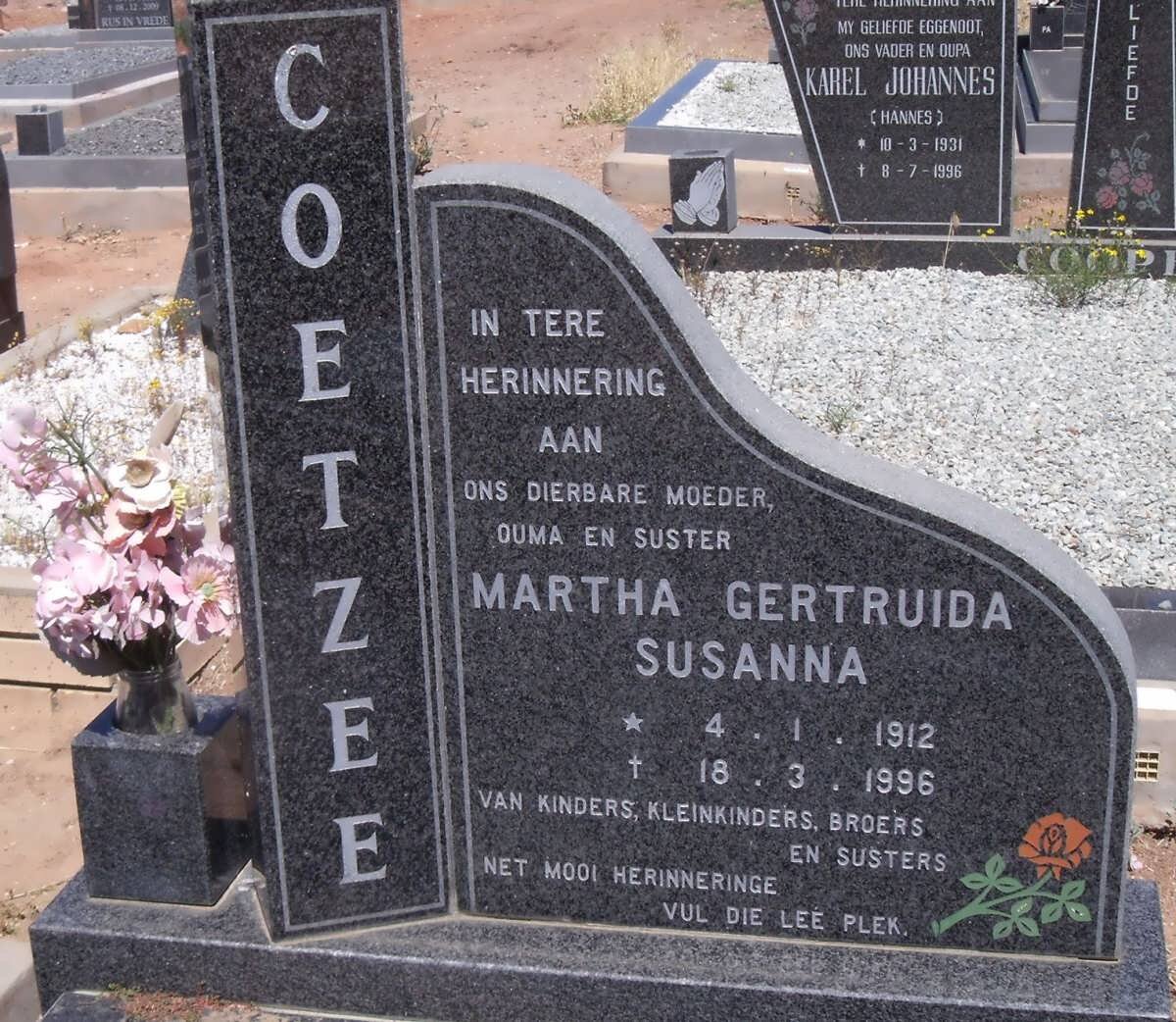 COETZEE Martha Gertruida Susanna 1912-1996