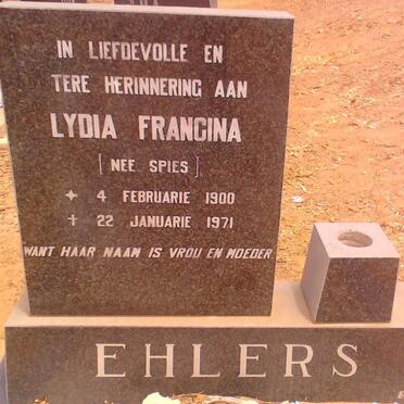 EHLERS Lydia Francina nee SPIES 1900-1971