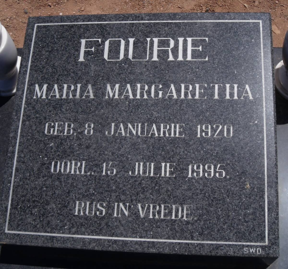 FOURIE Maria Margaretha 1920-1995
