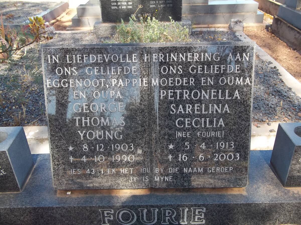 FOURIE George Thomas Young 1903-1990 &amp; Petronella Sarelina Cecilia FOURIE 1913-2003