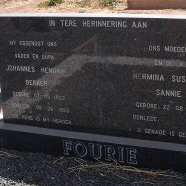 FOURIE Johannes Hendrik Bekker 1922-1993 &amp; Hermina Susanna Sannie 1928-