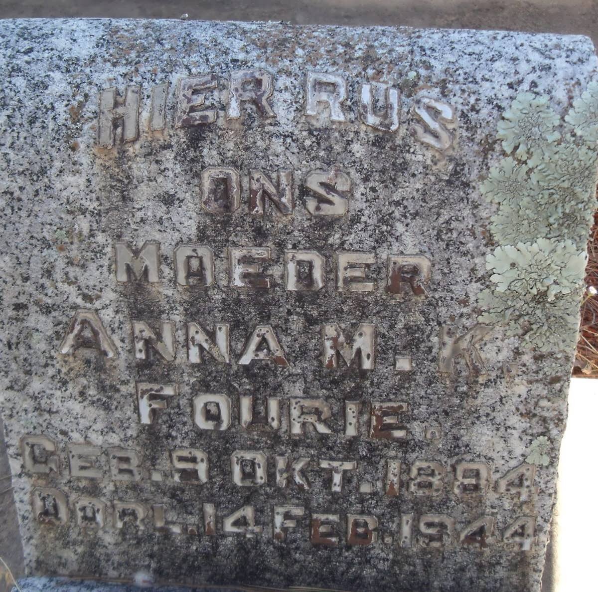 FOURIE Anna M. 1894-1944