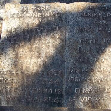 FOURIE Johan H. 1870-1944 &amp; Frederieka C.J. NORTIER 1874-1947