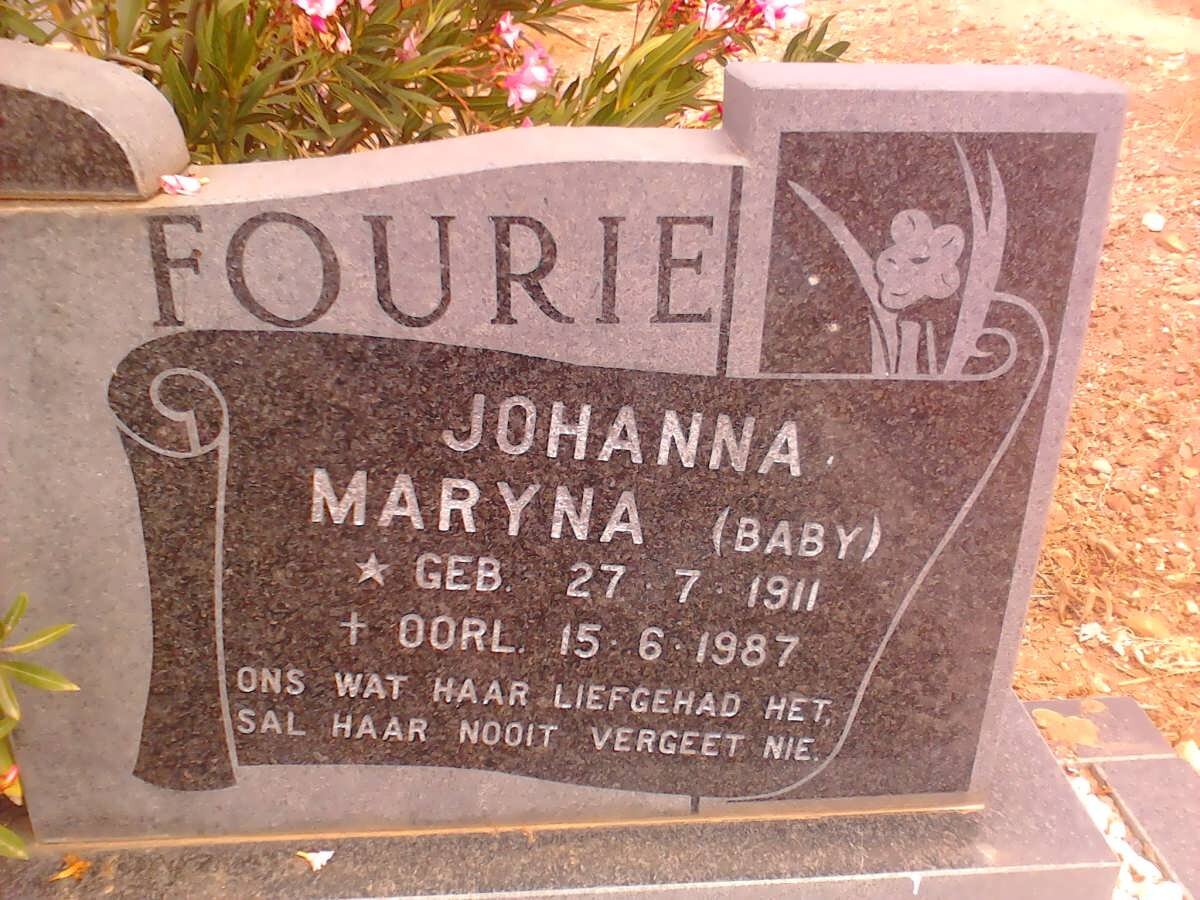 FOURIE Johanna Maryna 1911-1987