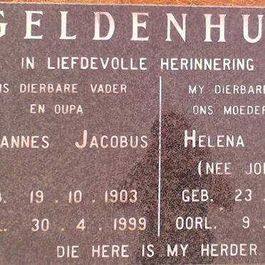 GELDENHUYS Johannes Jacobus 1903-1999 &amp; Helena Johanna JORDAAN 1908-1995