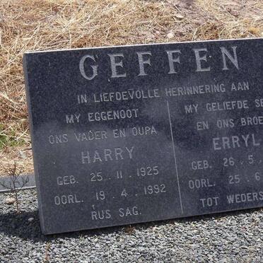 GEFFEN Harry 1925-1992 &amp; Erryl 1963-1996