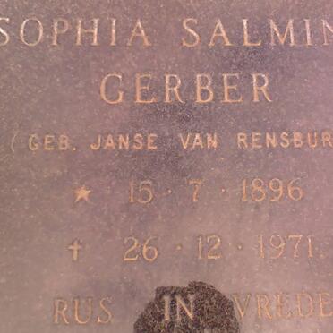 GERBER Sophia Salmina nee JANSE VAN RENSBURG 1896-1971