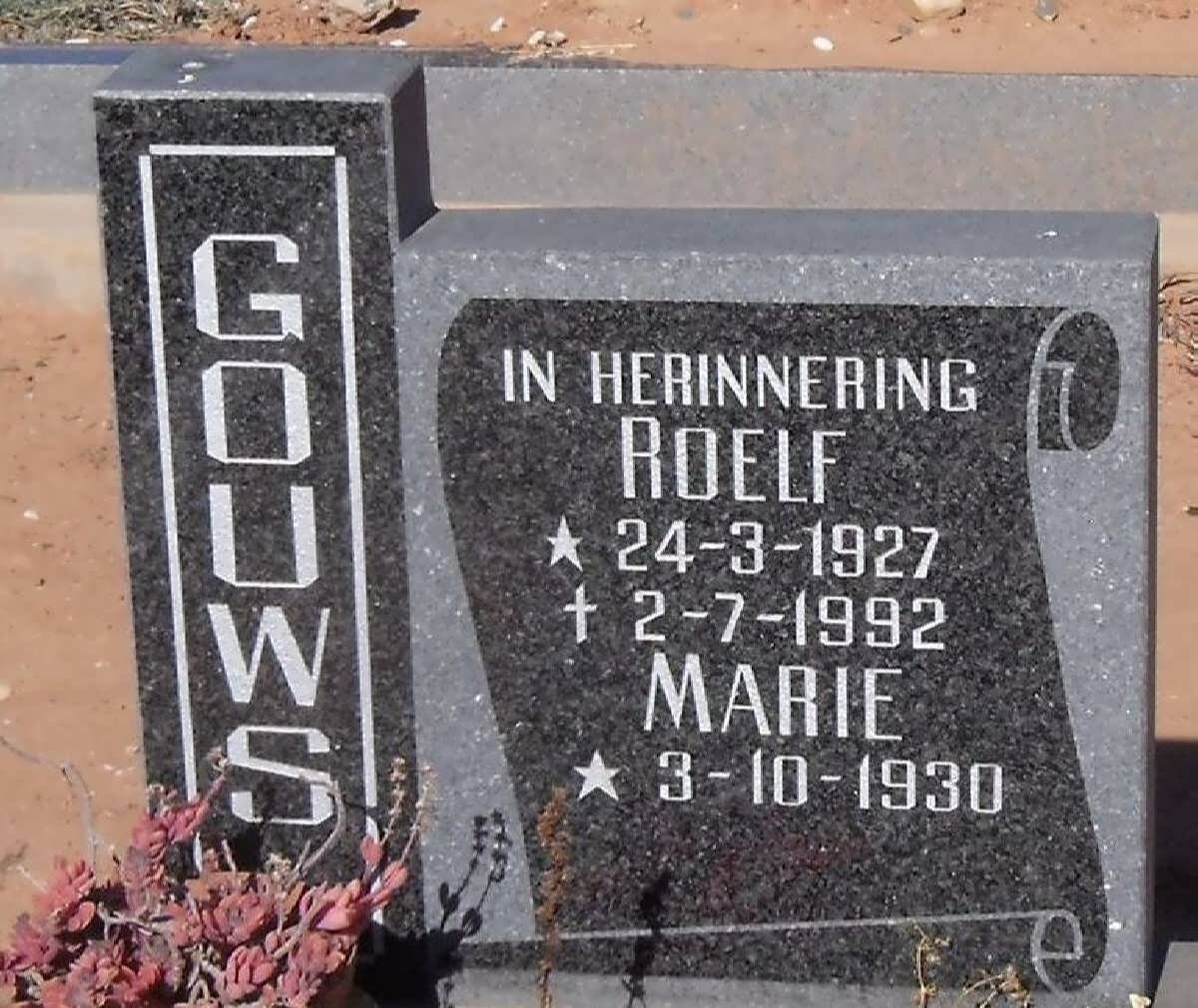 GOUWS Roelf 1927-1992 &amp; Marie 1930-