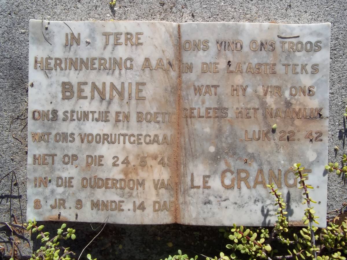 GRANGE Bennie, le -1945