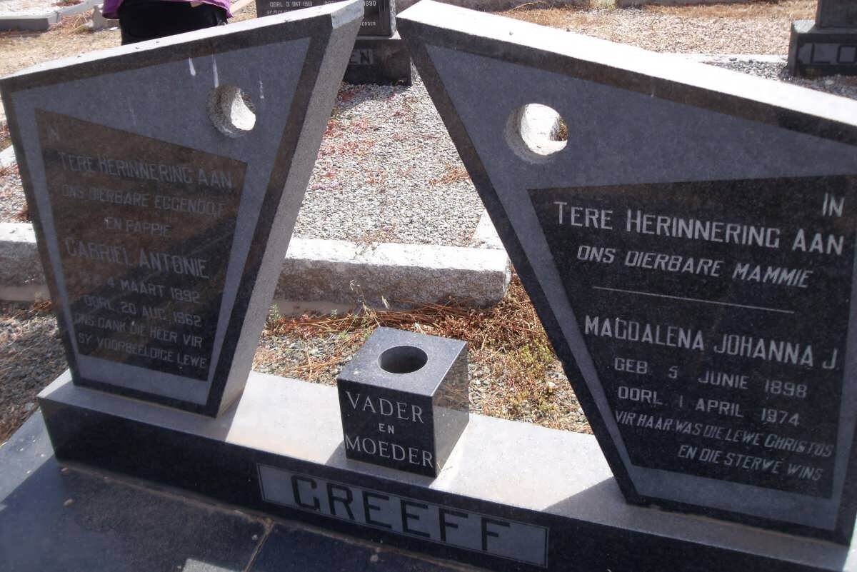 GREEFF Gabriel Antonie 1892-1962 &amp; Magdalena Johanna J. 1898-1974