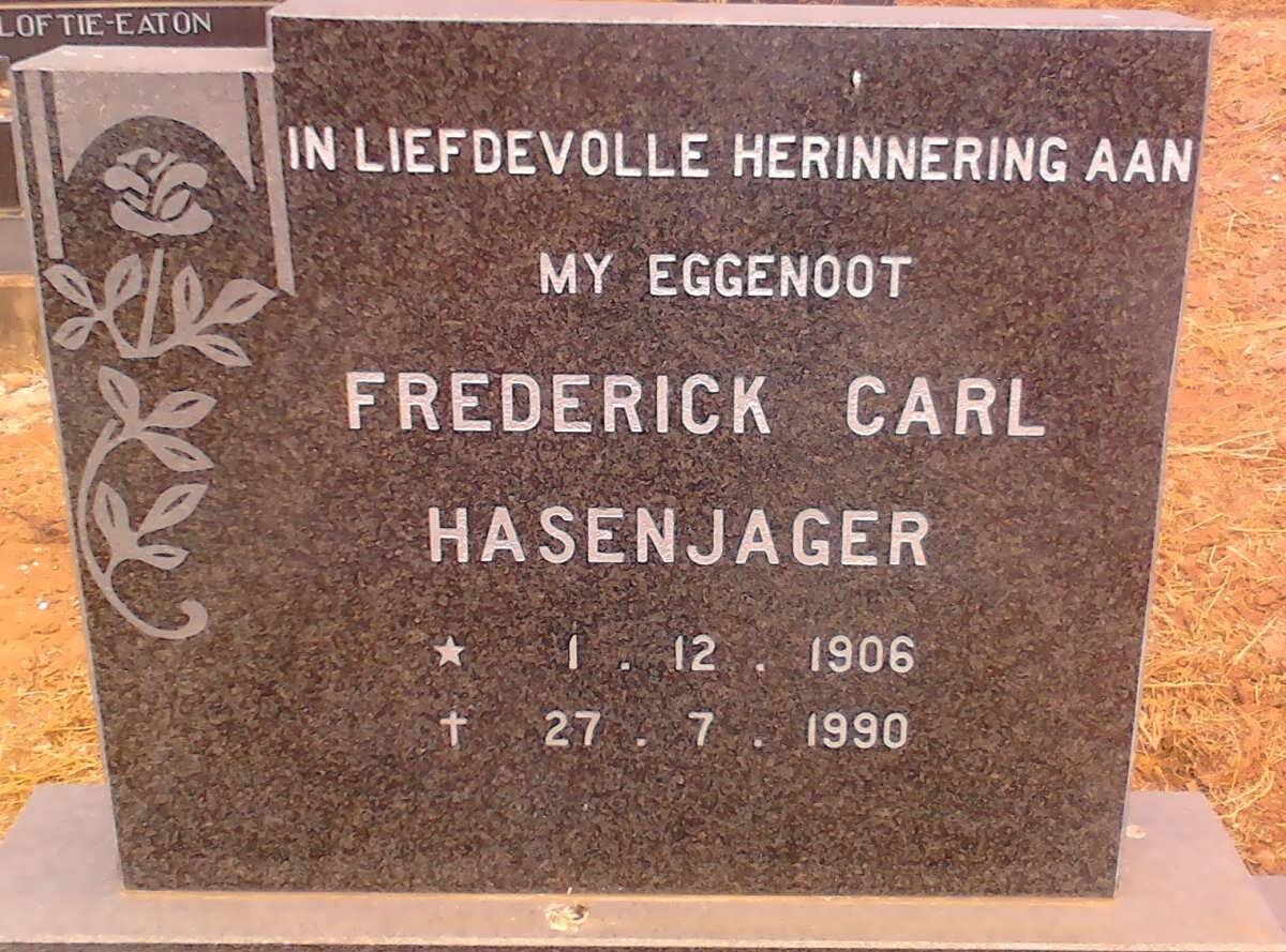 HASENJAGER Frederick Carl 1906-1990
