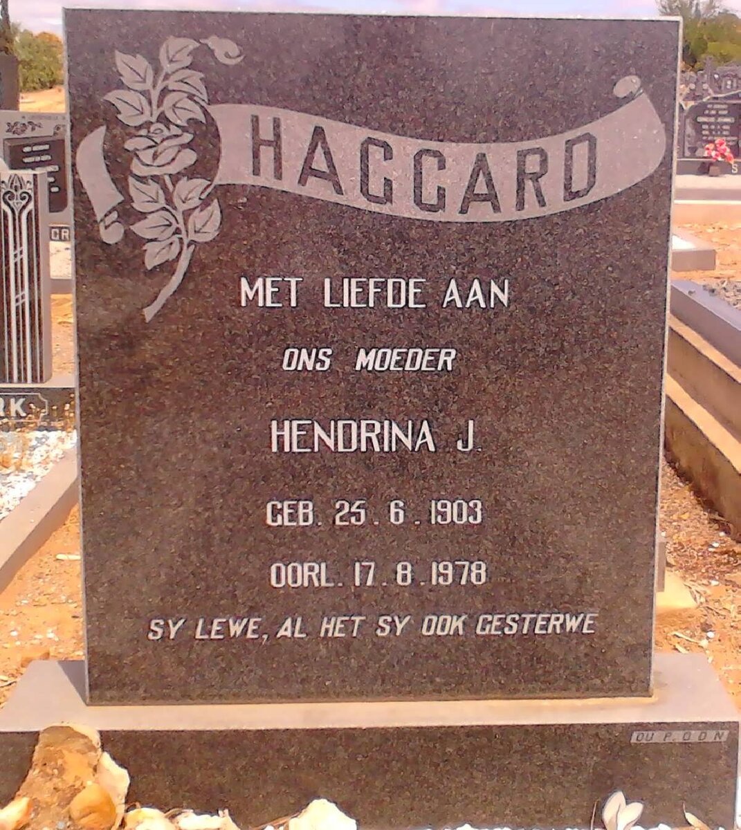HAGGARD Hendrina J. 1903-1978