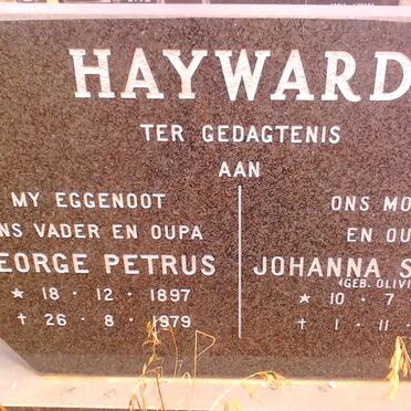 HAYWARD George Petrus 1897-1979 &amp; Johanna Susanna OLIVIER 1907-1987