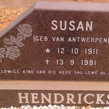 HENDRICKSE Susan nee VAN ANTWERPEN 1911-1981