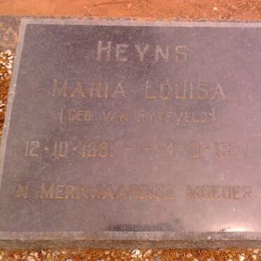 HEYNS Maria Louisa nee VAN BYLEVELD 1891-1971