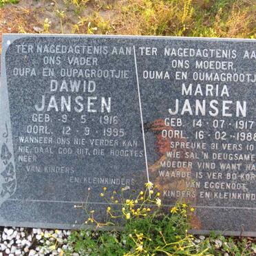 JANSEN Dawid 1916-1995 & Maria 1917-1988