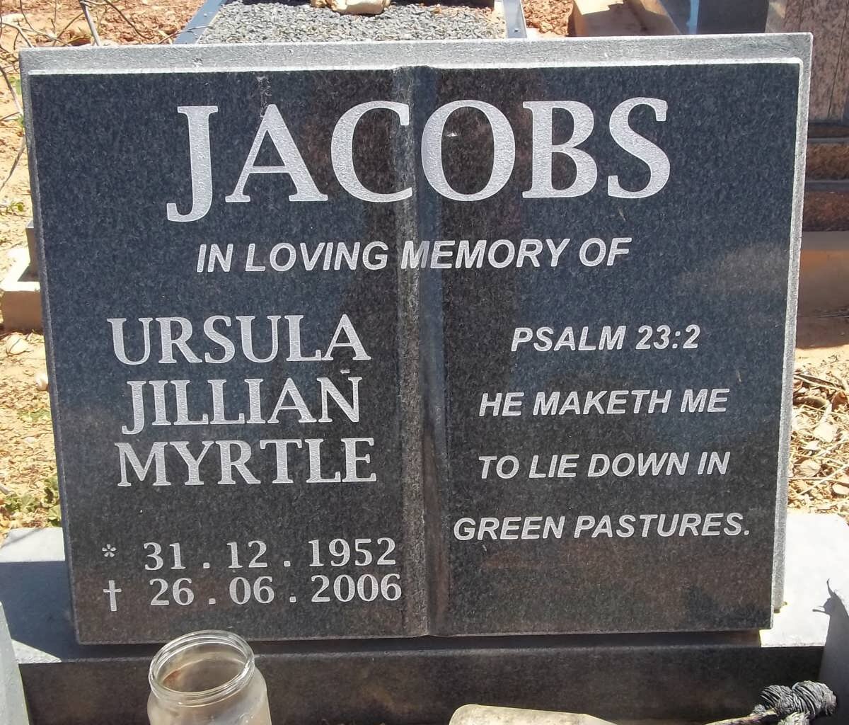 JACOBS Ursula JIllian Myrtle 1952-2006