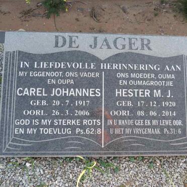 JAGER Carel Johannes, de 1917-2006 & Hester M.J. 1920-2014