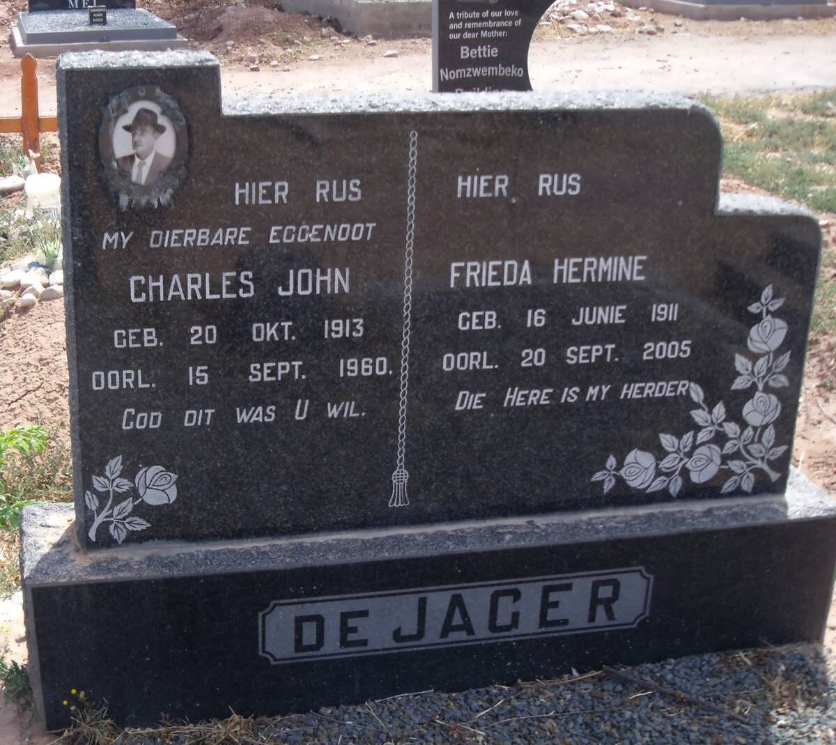 JAGER Charles John 1913-1960 &amp; Frieda Hermine 1911-2005