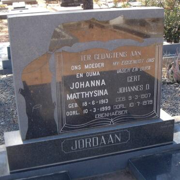 JORDAAN Gert Johannes D 1907-1979 &amp; Johanna Matthysina 1913-1999