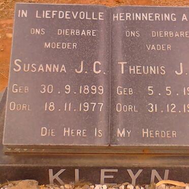 KLEYN Theunis J.C.1900-1984 &amp; Susanna J.C. 1899-1977 