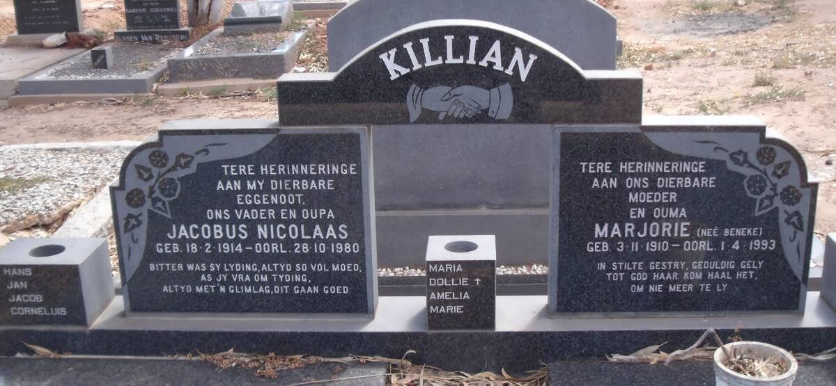 KILLIAN Jacobus Nicolaas 1914-1980 &amp; Majorie BENEKE 1910-1993