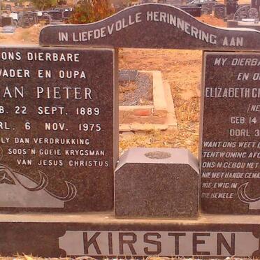 KIRSTEN Jan Pieter 1889-1975 &amp; Elizabeth Christina Johanna STEYN 1898-1968