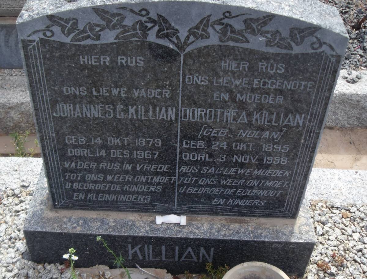 KILLIAN Johannes C. 1879-1967 &amp; Dorothea Nolan 1895-1958