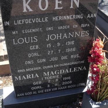 KOEN Louis Johannes 1916-1986 &amp; Maria Magdalena 1916-2008