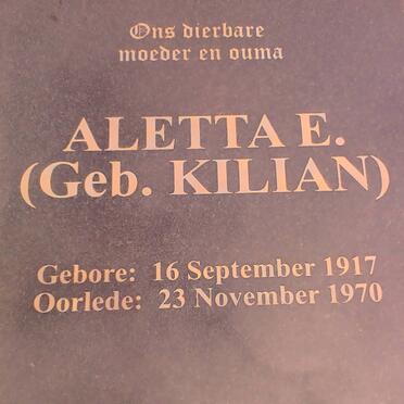 KRAUSE Aletta E. nee KILIAN 1917-1970