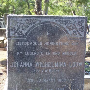 LOUW Johanna Wilhelmina nee V.D. MERWE 1890-1949