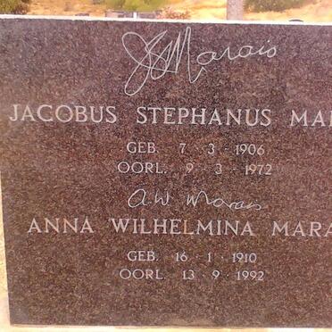 MARAIS Jacobus Stephanus 1906-1972 &amp; Anna Wilhelmina 1910-1992