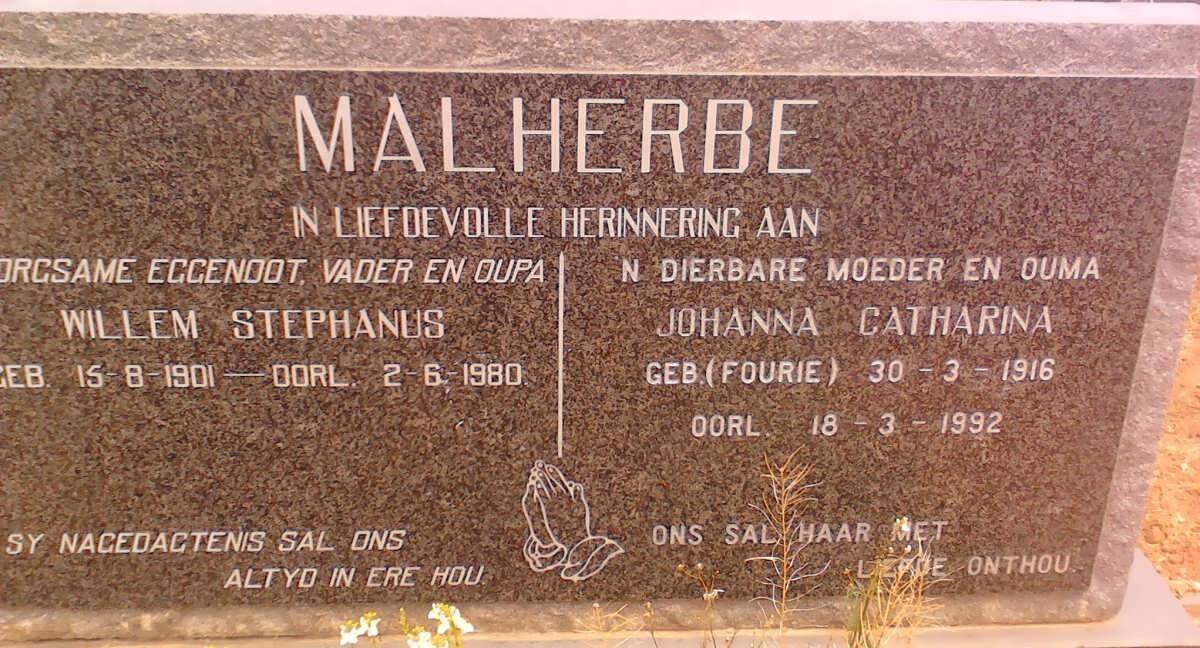 MALHERBE Willem Stephanus 1901-1980  &amp; Johanna Catharina FOURIE 1916-1992