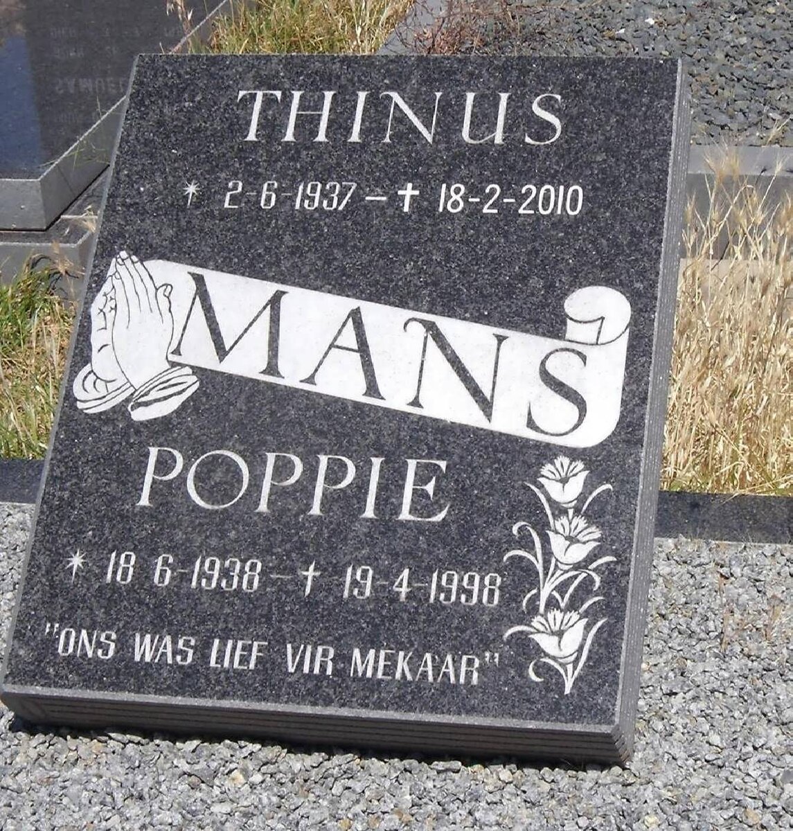 MANS Thinus 1937-2010 &amp; Poppie 1938-1998