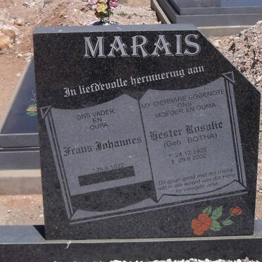 MARAIS Frans Johannes 1922- &amp; Hester Rosalie BOTHA 1926-2002