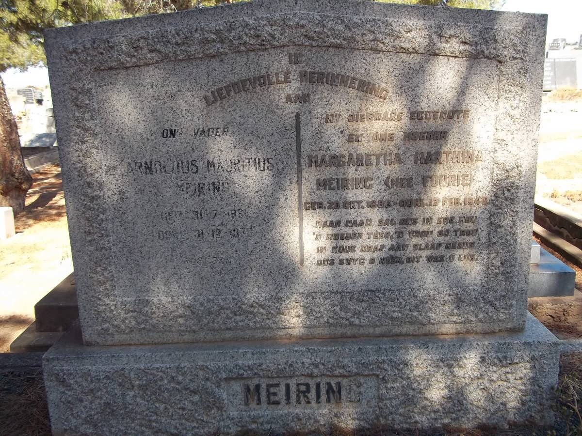 MEIRING Arnoldus Marthinus 1851-1930 &amp; Margaretha Marthina FOURIE 1866-1946