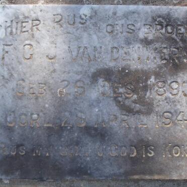 MERWE F.C.J., van der 1893-1943