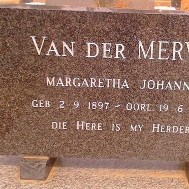 MERWE Margaretha Johanna, van der 1897-1975