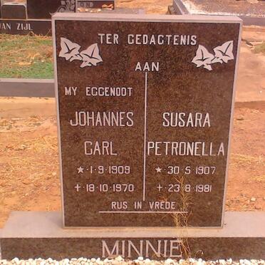 MINNIE Johannes Carl 1909-1970 &amp; Susara Petronella 1907-1981