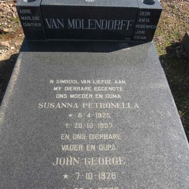 MOLENDORFF John George, van 1928-2000 & Susanna Petronella 1925-1997