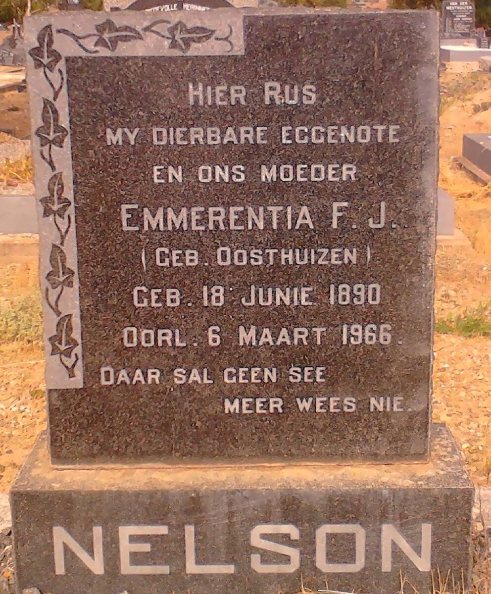 NELSON Emmerentia F.J. nee OOSTHUIZEN 1890-1966