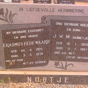 NORTJE Erasmus Eedewaard 1925-1979 &amp; J.W.M.  1929-1987