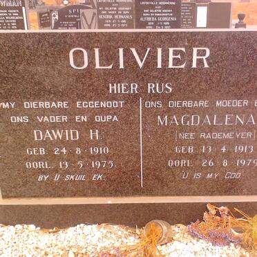 OLIVIER David H. 1910-1975 &amp; Magdalena S. RADEMEYER 1913-1979
