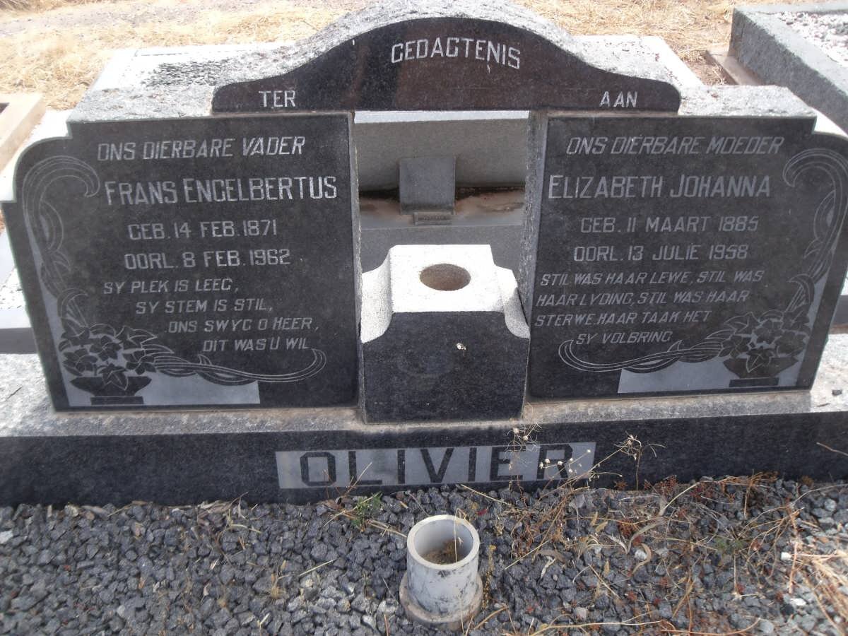 OLIVIER Frans Engelbertus 1871-1962 &amp; Elizabeth Johannah 1885-1958