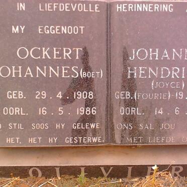 OLIVIER Ockert Johannes 1908-1986 &amp; Johanna Hendrina FOURIE 1916-1992
