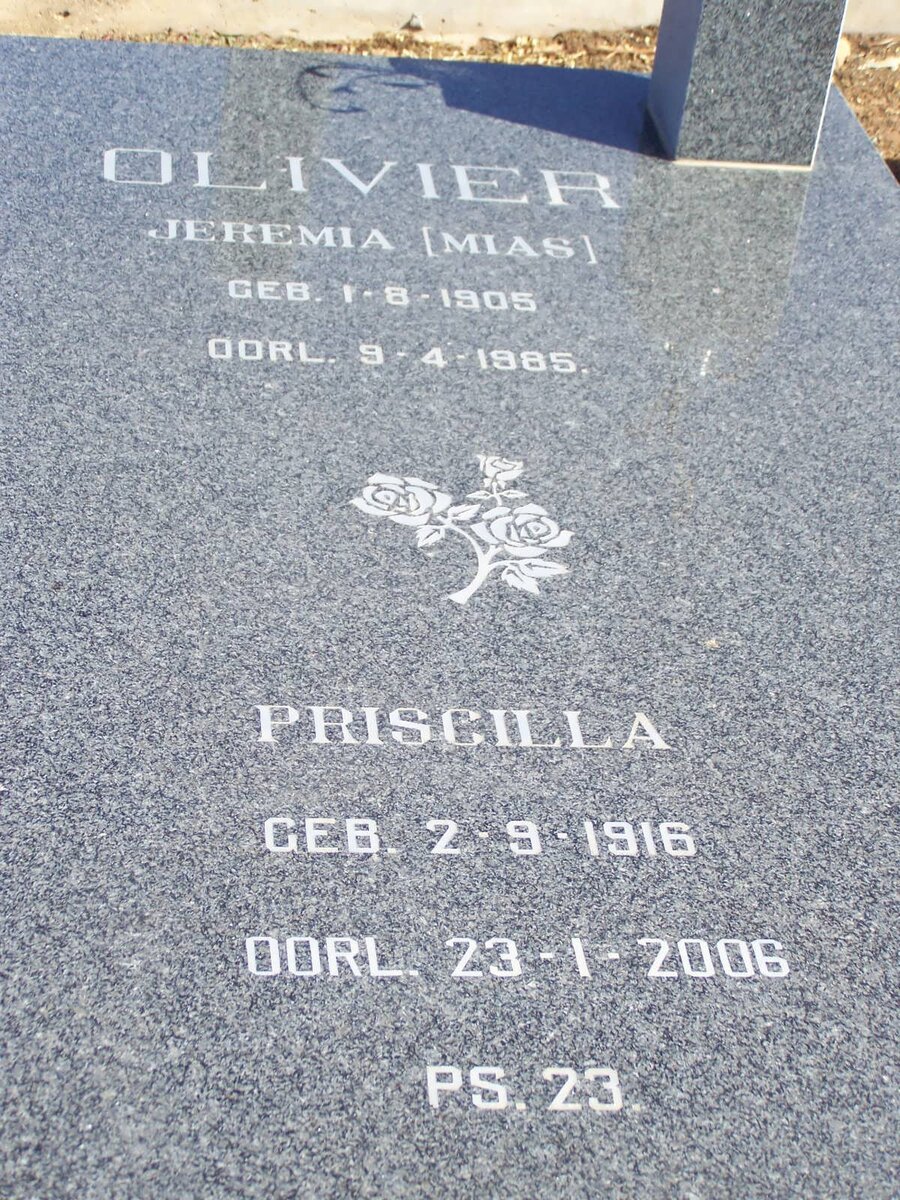 OLIVIER Jeremia 1905-1985 &amp; Priscilla 1916-2006