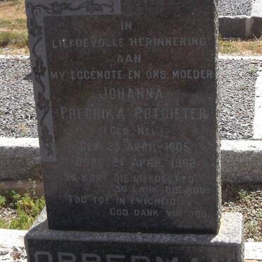 OPPERMAN Johanna Fredrika Potgieter Nee NEL 1905-1962